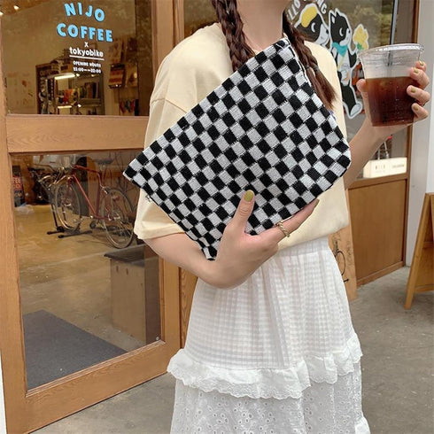 Cosmetic Bag, Cute Y2k Makeup Bag, Aesthetic Checkered Purse for Women