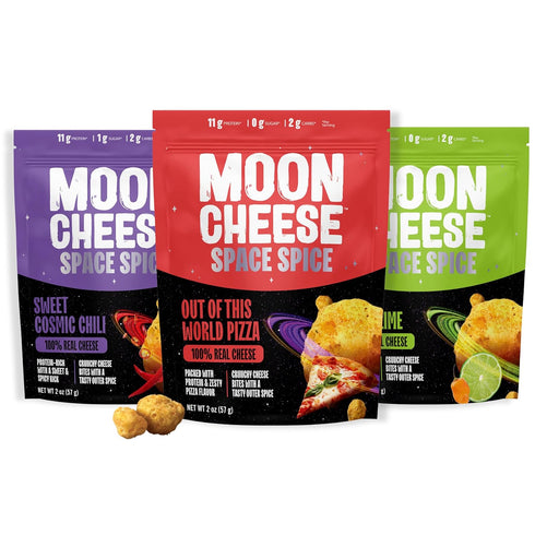 Moon Cheese Space Spice, Variety Pack, Crunchy, Protein-Rich Cheese Snack, Keto Friendly,