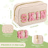 Sanwuta 4 Pcs Chenille Bag Preppy Patch Makeup Bag, Waterproof Portable Pouch in Beige, Khaki, Pink, Nude Pink