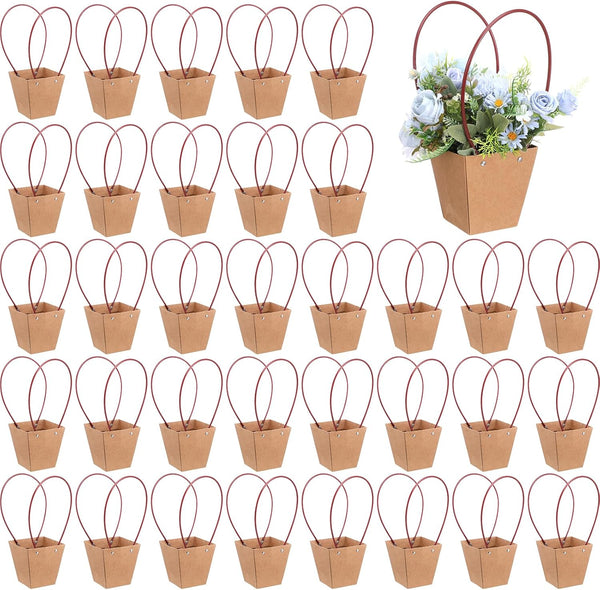 hidyuuoo 30 Pcs Paper Bouquet Holder with Handle - Flower Holder & Flower