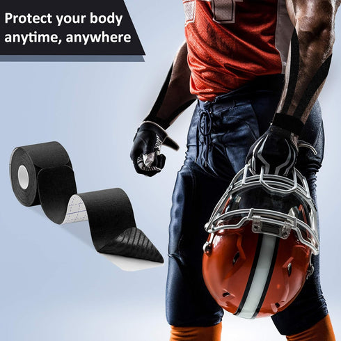 MUEUSS Kinesiology Tape Precut Strips, Waterproof Elastic Cotton Athletic Tape for Muscle Pain Relief (6 rolls
