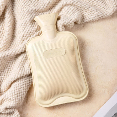 HomeTop Classic Rubber Hot Water Bottle in Cream White - Premium Quality
