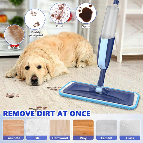 Microfiber Wet Spray Mops for Hardwood Floor Cleaning, Dry Wet Dust Mop with 4 Reusable Washable Mop Pads for Swiffer