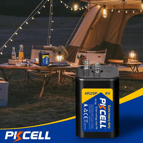 PKCELL 6 6V 4R25 1 Count Volt Lantern Battery, Flashlight Battery with Spring Terminals, Heavy Duty Square Batteries