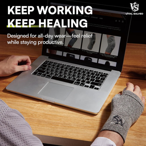Vital Salveo Compression Gloves for Arthritis & Wrist Support, Thumb & Wrist Sleeve for Pain Relief, Fingerless