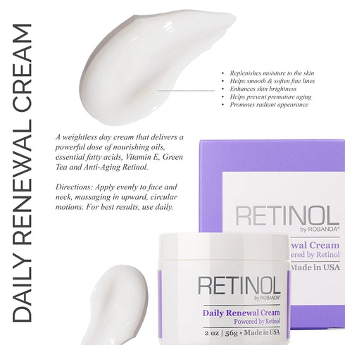 Retinol Daily Renewal Cream¦ Weightless All Day Anti Wrinkle Cream With Retinol For Face and Neck
