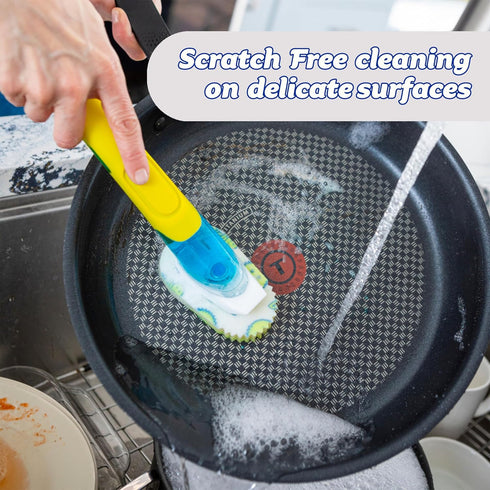 Scrub Daddy Dish Daddy Dish Wand & Connector Head, Soap Dispensing Dish Brush, Texture Changing Washing Up Sponge