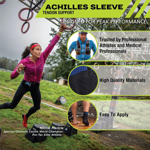 Pro-Tec Athletics Achilles Sleeve with Dual Gel Compression Strips, Achilles Tendon Support for Tendinitis Relief