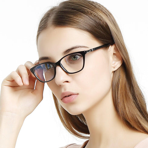 OCCI CHIARI Thin TR90 Rectangular Anti Blue-Ray Reading Glasses for Women (D-Black, 3.0) - 1.0 to 3.0