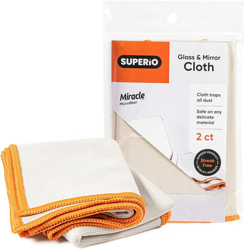 Superio Microfiber Glass and Mirror Cleaning Cloth, 14x16 Large, Lint & Streak Free for Car Windshield, Electronics