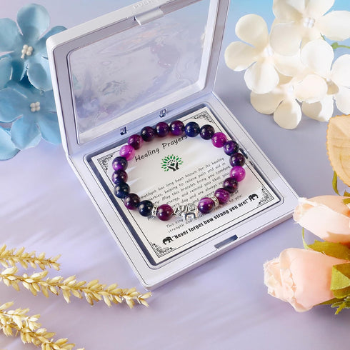 Package SmileBelle Get Well Gifts for Women After Surgery, Healing Bracelets as Inspirational Gifts Amethyst Bracelet