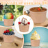 zisiueel 100 (8 oz) Pieces Ice Cream Cups Paper Disposable Sundae Bowls brown Paper Hot Cold Soup Snack Yogurt Dessert