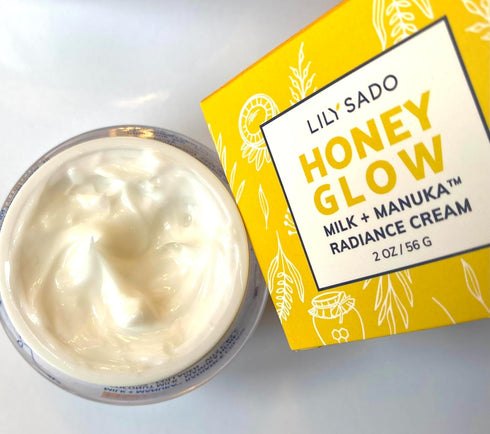 LILY SADO HONEY GLOW Radiance Cream Face Moisturizer, Natural Daily Lotion with Manuka Honey, Coconut, Apricot - 2 oz