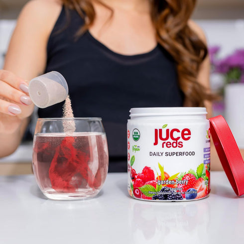 JUCE Reds Organic Superfood Powder - Garden Berry Flavor, 20 Servings with 64 Immune Boosting Superfoods for Kids