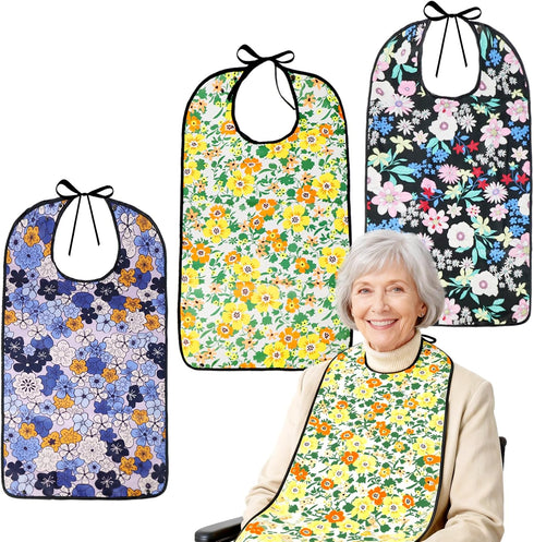 MMonDod 3 pcs Adult Bibs for Women, Reusable Waterproof Adult Bib, Clothing