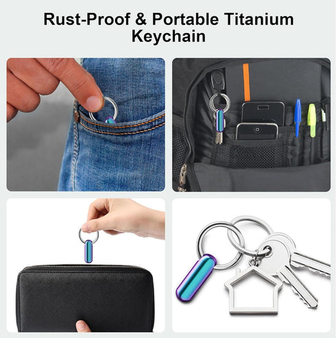 Small Pill Case Keychain, Portable Waterproof Titanium Pocket Organizer for Travel