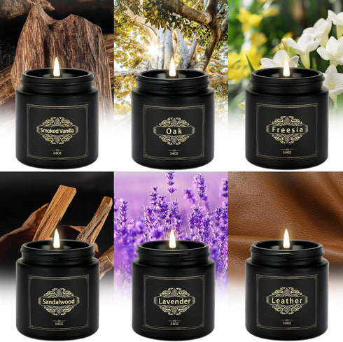 Nuo Cai Duo Sets 6 Pack Sets Scented Candles Gift for Men, Soy Candles for Home Scented, Dad Gifts for Fathers Day