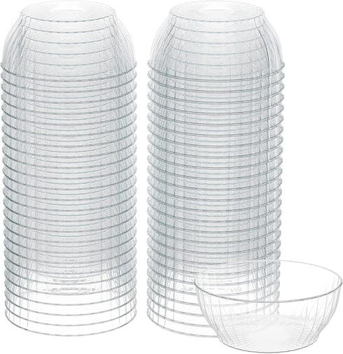 R-kay 6 Oz Clear Plastic Bowls, 50 Pack Disposable Heavy Duty Bowls for Ice Cream, Dessert, Salsa, Party