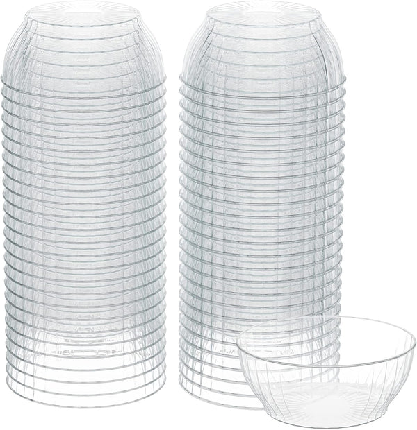 R-kay 6 Oz Clear Plastic Bowls, 50 Pack Disposable Heavy Duty Bowls for Ice Cream, Dessert, Salsa, Party