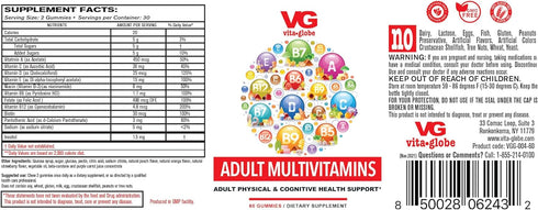 Adult Multivitamin Gummy with Vitamin, Vitamin C, Vitamin D Vitamin E, Niacin, Vitamin B6, Folate, Vitamin B12 Biotin, Pantothenic Acid, Sodium, Inisitol, 120 Count (Pack of 2)