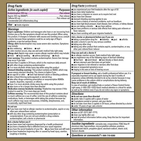 GoodSense Migraine Relief Tablets with Acetaminophen, Aspirin & Caffeine, 24 Count