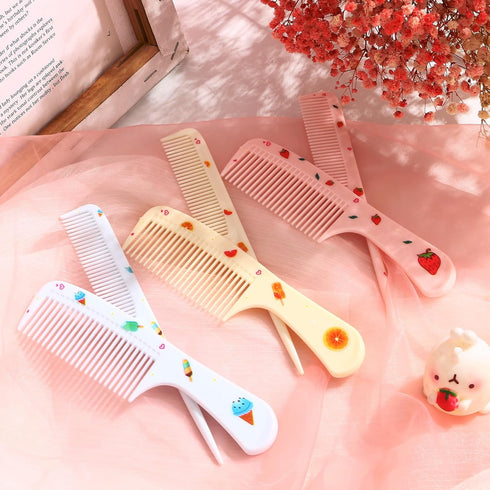 2 Piece Mini Hair Comb Set, Small Cute Anti-Static Fine Tooth Rat Tail Comb for Wet and Dry (Blue Ice Cream)