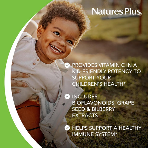 NaturesPlus Animal Parade Vitamin C Children's Chewable, Natural Orange Flavor, 90 Tablets, Pack of 4