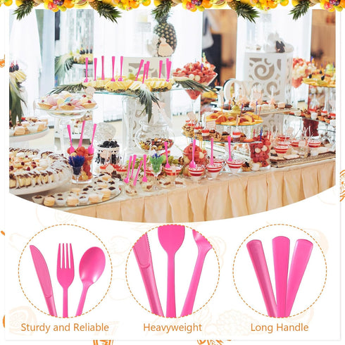 wlilupah 120 Set 40 40 40 Disposable Plastic Cutlery Forks and Spoons and Knifes for Home Office School Party Picnics
