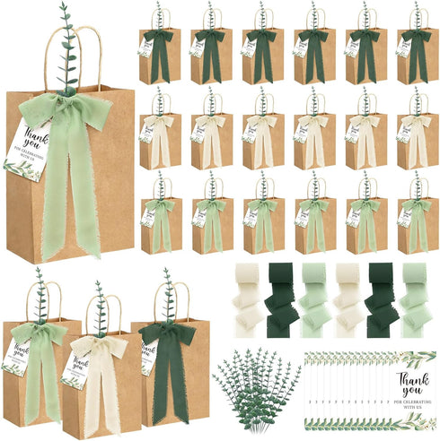 Motipuns 50 Sets Wedding Bags for Guests Bulk Sage Green Wedding Welcome Gift