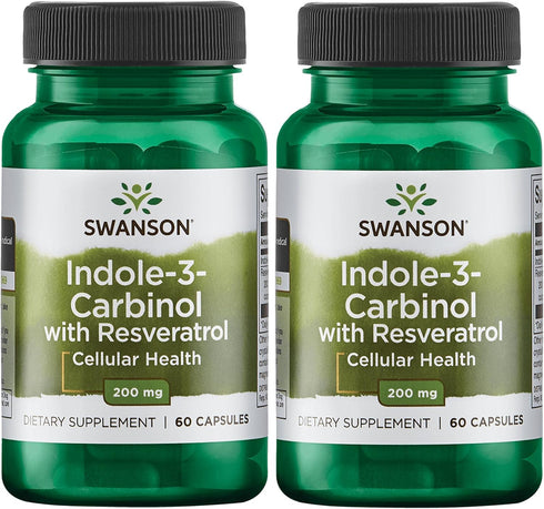 Swanson Indole-3-Carbinol with Resveratrol - I3C Supplement Promoting Cellular Protection - Natural