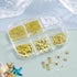 Summer Nail Charms, 3D Beach Seashell Starfish Gold Gems for Ocean Theme Manicure Decoration Supplies