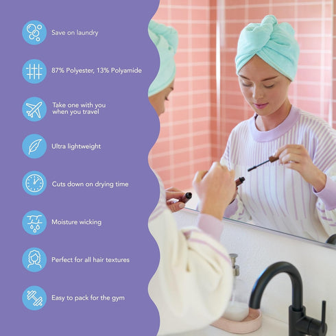 Turbie Twist 4-Pack Microfiber Hair Towel for Beauty, Travel, Gifting - Hair Wrap Turban for All Hair Types