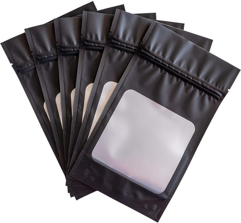 HANSER 100 Pieces Smell Proof Mylar Resealable Foil Pouch Bags, 4.8x8.2 Inches, Matte Black