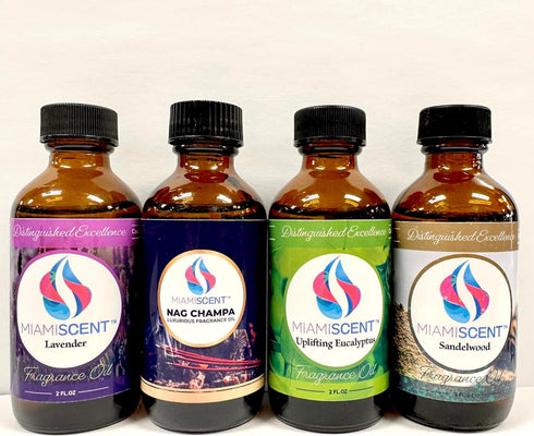 Fragrance Oil Set, 2 FL OZ, Lavender Nag Champa Eucalyptus Sandalwood, 4