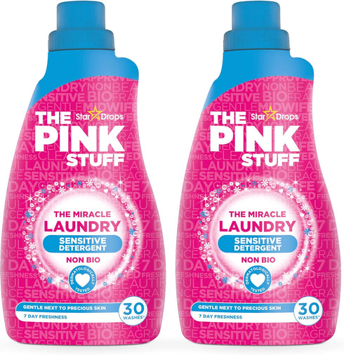 Stardrops - The Pink Stuff - 32oz Pack of 2 Miracle Laundry Sensitive Non Bio Liquid