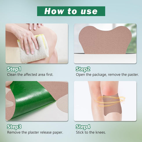 Knee Joint Relief Patches - 30 Count Natural Herbal Kit for Soothing Muscle & Bone Hot Relief