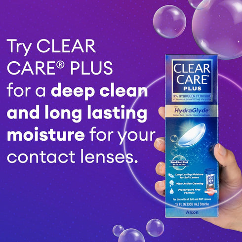 Clear Care Plus Cleaning and Disinfecting Solution, 12 Fl Oz, with Lens Case, Clear