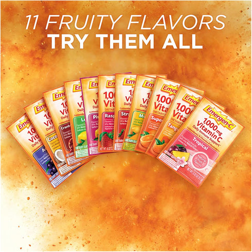 Emergen-C 1000mg Vitamin C Powder, Immunity Supplements, Pink Lemonade Flavor, 30 Count