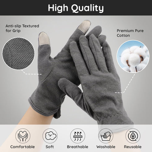 Segbeauty 6 Pairs Cotton Gloves, Touchscreen Hand Moisturizing Gloves for Women, Non-Slip Overnight Lotion Gloves
