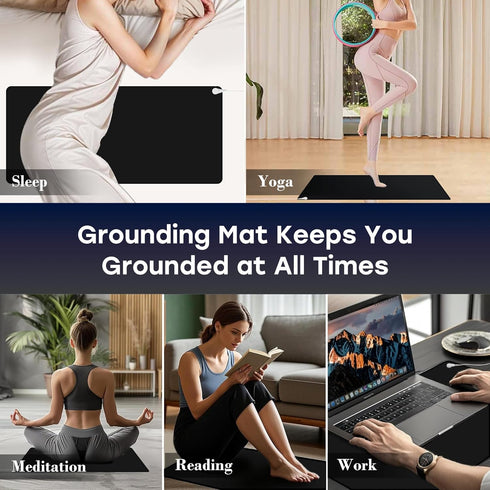 Ground Well Grounding Mat for Feet - Portable Size 26.7x10in, Grounding Pad for Stress, Pain, Inflammation & Wellness