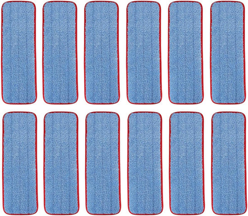 Microfiber Mop Pads for Rubbermaid Commercial 18 Inch & 17 Inch Mop - 12 Pack Reusable Wet & Dry Replacement