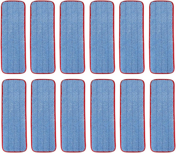 Microfiber Mop Pads for Rubbermaid Commercial 18 Inch & 17 Inch Mop - 12 Pack Reusable Wet & Dry Replacement