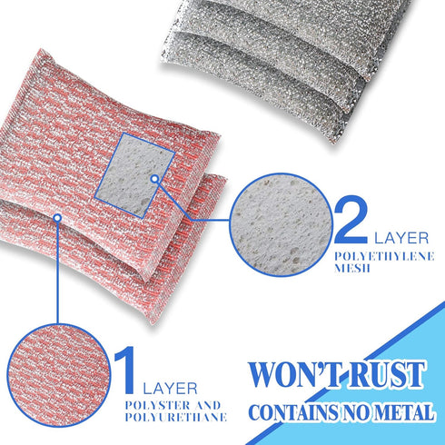 6pcs Stainless Steel Scrubber, 2pcs Heavy Duty Scrub Sponges, 1pcs Dish Clean Towel