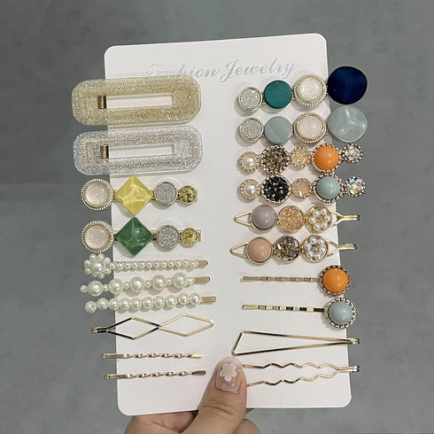 Mehayi 20 PCS Macaron Pearls Hair Clips, Handmade Cute Hair Barrettes, Elegant Gold Hair Accessories for Women Girls