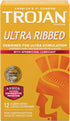 TROJAN 12 Count Pack Ultra Thin Sensitivity Condoms - Ribbed