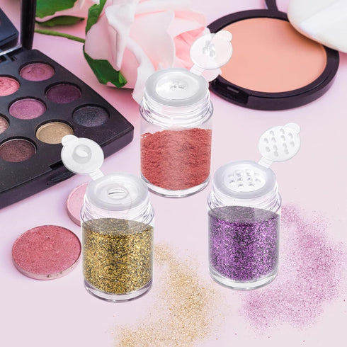RAYNAG 6 Pieces Mini Empty Loose Powder Bottle, Travel Cosmetic Glitter Shaker with Sifter and Lids