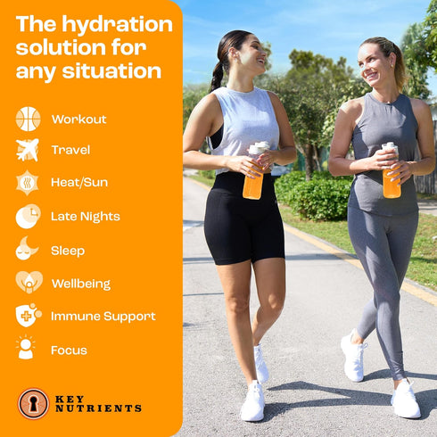 KEY NUTRIENTS Multivitamin Electrolytes Powder No Sugar - Tangy Orange Hydration Powder - 90 Servings