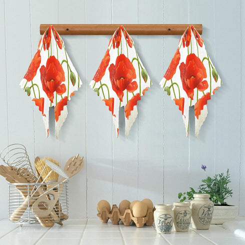 Kcldeci Poppy 6 Pieces Absorbent Kitchen Dish Cloths, Floral Washable Cleaning Towels for Home Kitchen Supplies