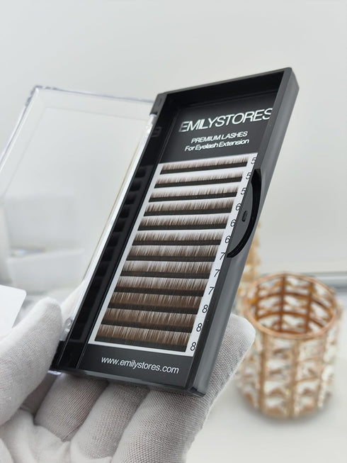 Lash Eyebrow Extensions, Brown, Thickness 0.10 mm, Length 5/6/7/8MM Mixed Sizes, One Tray