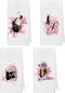 kunlisa Pink and Black Towels Bathroom Sets of 4,Modern Makeup Brush Perfume